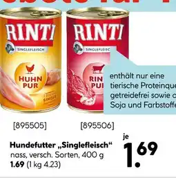 Hellweg Rinti hundefutter „singlefleisch“ Angebot