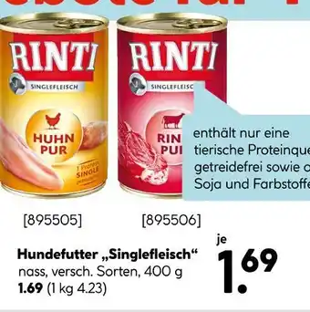 Hellweg Rinti hundefutter „singlefleisch“ Angebot
