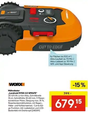 Hellweg Worx mähroboter „landroid m700 2.0 wr167e“ Angebot