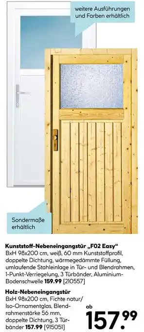 Hellweg Kunststoff-nebeneingangstür „f02 easy“ Angebot
