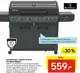 Hellweg Rothmann gasgrillwagen „vulcano 6 turbo plus black edition“ Angebot