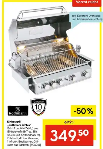 Hellweg Rothmann einbaugrill baltimore 4 plus Angebot
