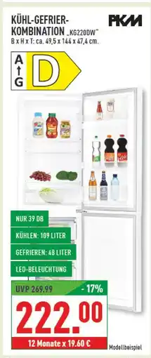 Marktkauf Pkm kühl-gefrier-kombination kg220dw Angebot