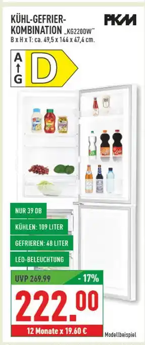 Marktkauf Pkm kühl-gefrier-kombination kg220dw Angebot