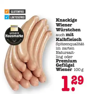 E-Center Edeka knackige wiener würstchen auch mit kalbfleisch oder premium geflügel wiener Angebot