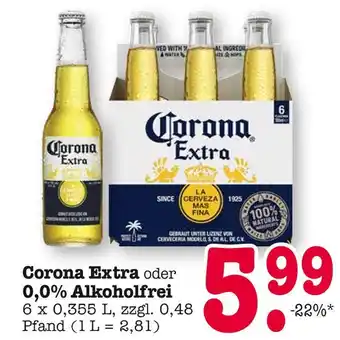 E-Center Corona corona extra oder 0,0% alkoholfrei Angebot