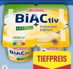 Aldi Nord Milsani BiACtiv Fettarmer Joghurt Vanille Angebot