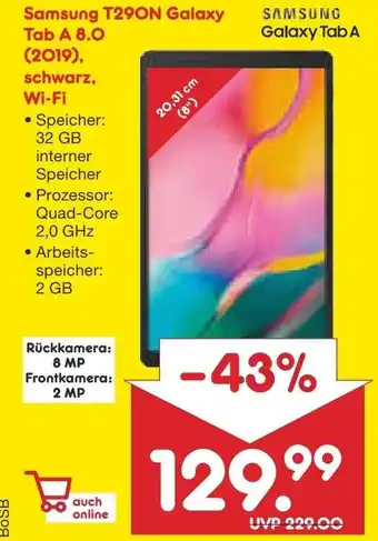 Netto Marken-Discount Samsung T290N Galaxy Tab A 8.0 (2019) schwarz WiFi Angebot