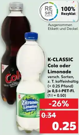 Kaufland K-CLASSIC Cola oder Limonade Angebot