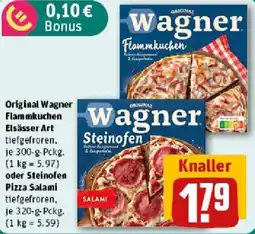 REWE Original Wagner Flammkuchen Elsässer Art oder Steinofen Pizza Salami Angebot