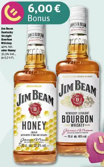 REWE Jim Beam Kentucky Straight Bourbon Whiskey oder Honey Angebot