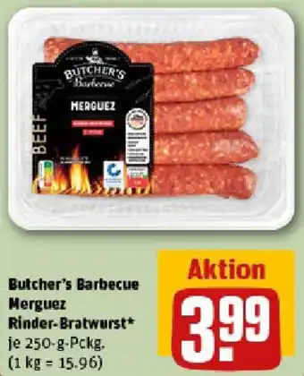 REWE Butcher's Barbecue Merguez Rinder-Bratwurst Angebot