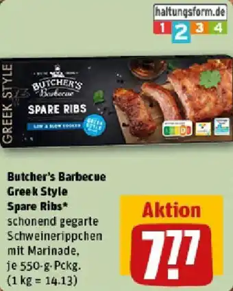 REWE Butcher's Barbecue Greek Style Spare Ribs Angebot