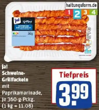 REWE ja! Schweine Grillfackeln Angebot