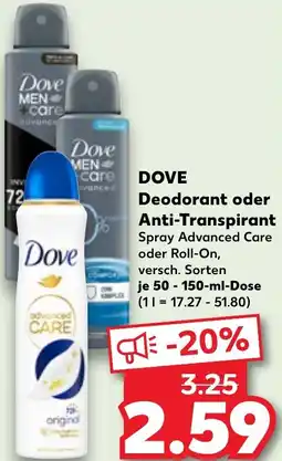 Kaufland DOVE Deodorant oder Anti-Transpirant Angebot