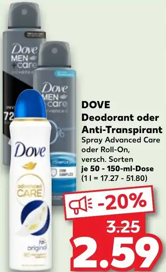 Kaufland DOVE Deodorant oder Anti-Transpirant Angebot