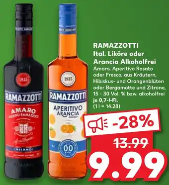 Kaufland RAMAZZOTTI Ital. Liköre oder Arancia Alkoholfrei Angebot