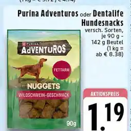 Edeka Purina adventuros oder dentalife hundesnacks Angebot