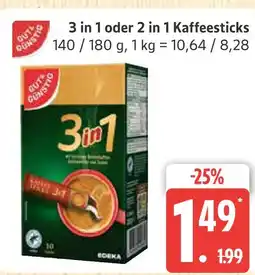 Marktkauf Gut&günstig 3 in 1 oder 2 in 1 kaffeesticks Angebot