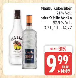 Marktkauf Malibu malibu kokoslikör oder 9 mile vodka Angebot