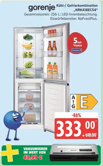 Marktkauf Gorenje kühl-/ gefrierkombination „nrk418ecs4“ Angebot