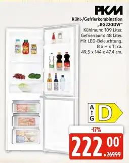Marktkauf Pkm kühl-/gefrierkombination „kg220dw“ Angebot