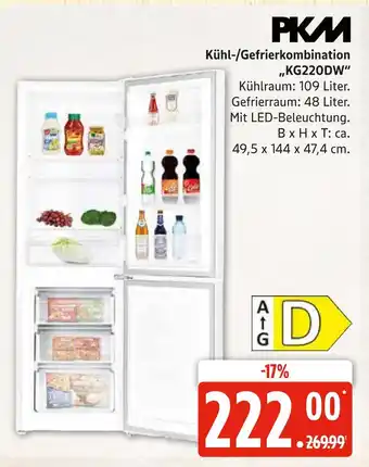 Marktkauf Pkm kühl-/gefrierkombination „kg220dw“ Angebot