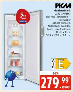 Marktkauf Pkm gefrierschrank „gs212nfeix“ Angebot