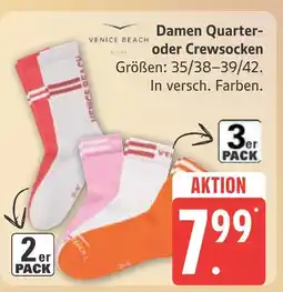 Marktkauf Venice beach damen quarter- oder crewsocken Angebot