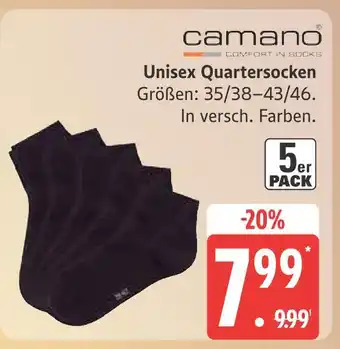 Marktkauf Camano unisex quartersocken Angebot