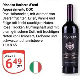 Globus Ricossa Barbera d'Asti Appassimento DOC Angebot