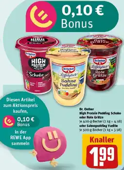 REWE Dr. Oetker High Protein Pudding Schoko oder Rote Grütze oder Sahnepudding Vanille Angebot