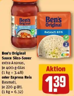 REWE Ben's Original Sauce Süss-Sauer oder Express Reis Angebot
