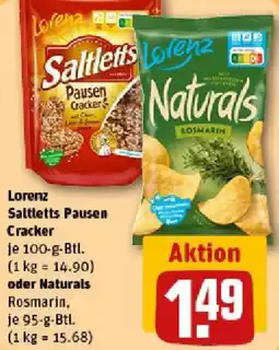 REWE Lorenz Saltletts Pausen Cracker oder Naturals Angebot
