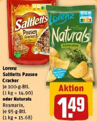 REWE Lorenz Saltletts Pausen Cracker oder Naturals Angebot
