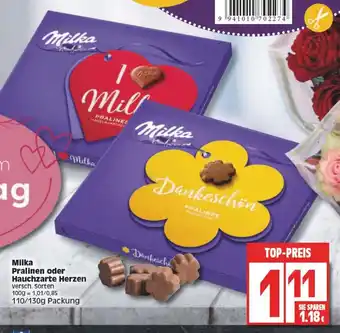 Edeka Milka Pralinen oder Hauchzarte Herzen 110/130g Angebot