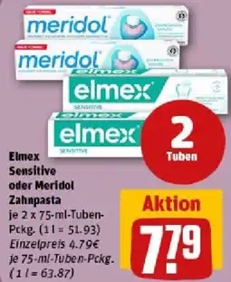 REWE Elmex Sensitive oder Meridol Zahnpasta Angebot