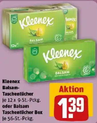 REWE Kleenex Balsam Taschentücher oder Balsam Taschentücher Box Angebot
