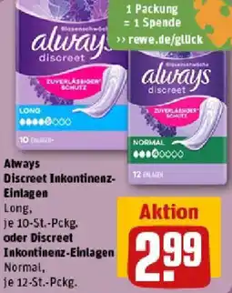 REWE Always Discreet Inkontinenz Einlagen oder Discreet Inkontinenz Einlagen Angebot