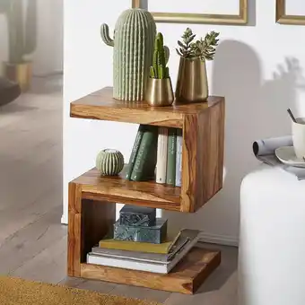 Netto Marken-Discount Wohnling Sheesham Massivholz Beistelltisch S Cube 45 x 30 x 60 cm mit Ablage Angebot