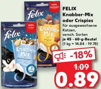 Kaufland FELIX Knabber-Mix oder Crispies Angebot