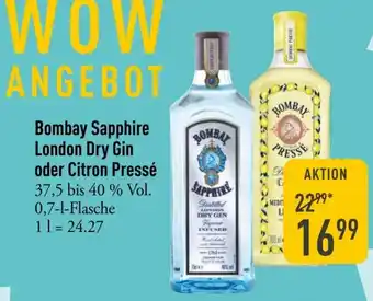Galeria Markthalle Bombay Sapphire London Dry Gin oder Citron Pressé Angebot
