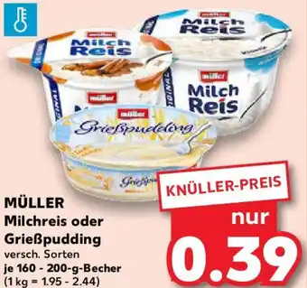 Kaufland MÜLLER Milchreis oder Grießpudding Angebot