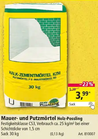 Holz Possling Mauer- und Putzmörtel Holz-Possling Angebot