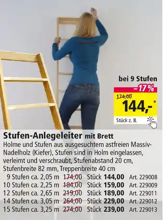 Holz Possling Stufen-Anlegeleiter mit Brett Angebot