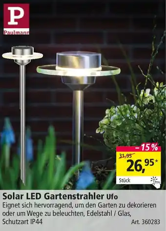 Holz Possling Paulmann Solar LED Gartenstrahler Ufo Angebot