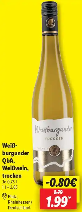 Lidl Weißburgunder QbA, Weißwein, trocken Angebot
