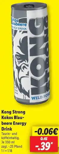 Lidl Kong Strong Kokos Blaubeere Energy Drink Angebot