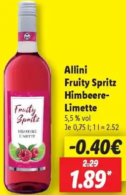 Lidl Allini Fruity Spritz Himbeere Limette Angebot