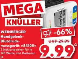 Kaufland WEINBERGER Handgelenk Blutdruckmessgerät 84105 Angebot